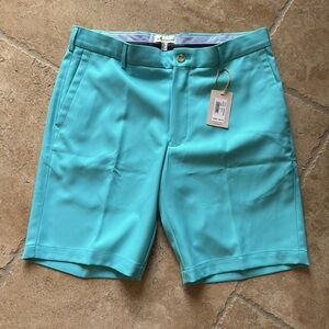 Peter Millar Crown Sport 4 Way Stretch Drape Performance Short Teal NWT Sz. 32